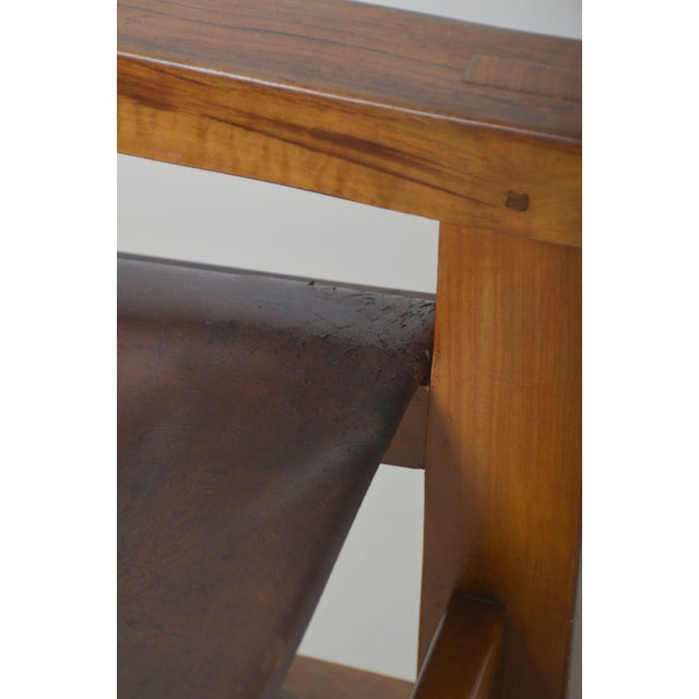 French Armchairs in Olive Wood and Saddle Leather, 1970s, Set of 2 For Sale - Image 14 of 16