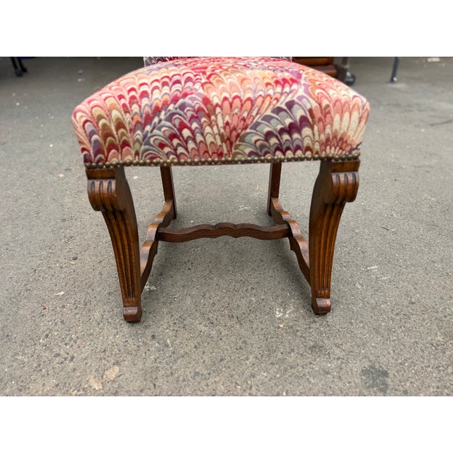 Late 20th Century Set of 8 French Louis Xiv Style Carved Oak Upholstered Dining Chairs For Sale - Image 16 of 17