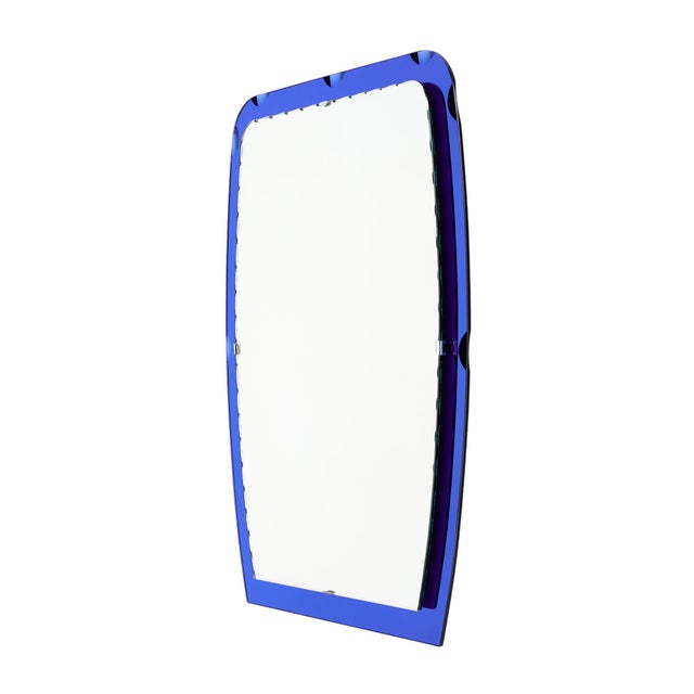 French Vintage Scalloped Mirror, Blue, Circa 1970 For Sale - Image 9 of 9