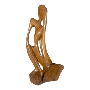 Large Vintage Hand Carved Abstract Contemporary Wood Figural Sculpture Statue