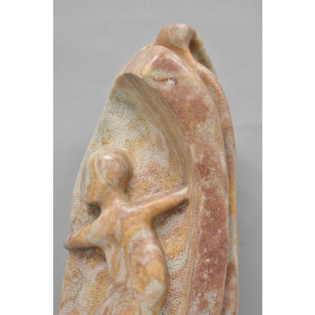 Traditional Vintage Seymour Shuren Modern Pink Carved Marble Abstract Nude Figure Sculpture For Sale - Image 3 of 18