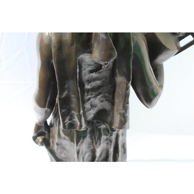 Bronze 1990s Art Deco Bronze Egyptian Girl with Water Jug Large in the Style of F.Ghilmany For Sale - Image 8 of 18