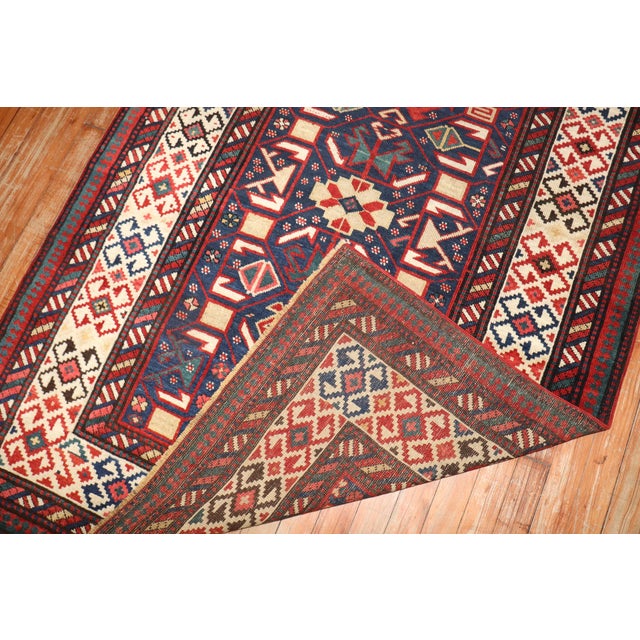 Textile Zabihi Collection Antique Caucasian Kuba 19th Century Wide Runner - 3'11" x 12'1" For Sale - Image 7 of 11