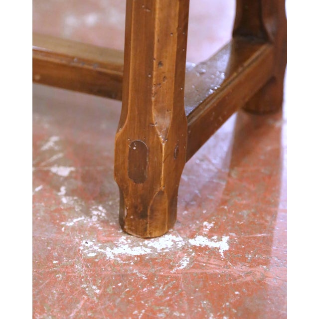 Wood 19th Century French Provincial Carved Cherry Farm Bench From Poitou For Sale - Image 7 of 14