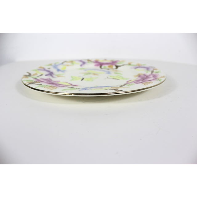 English Maling Ware Majolica Peony Rose Butterfly Charger Plate 11". 6507 For Sale - Image 3 of 9