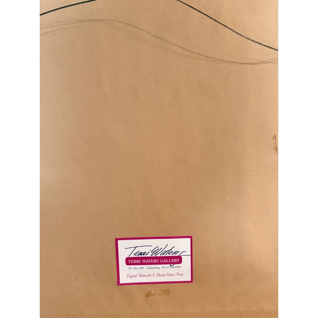 Cabin Terri Waters 1987 Winter Cabin Print, Signed & Numbered 268/500, Framed For Sale - Image 3 of 4