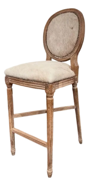 Medallion Louie Cowhide Bar Stool - Soft Brown Cowhide / Weathered Gray Frame