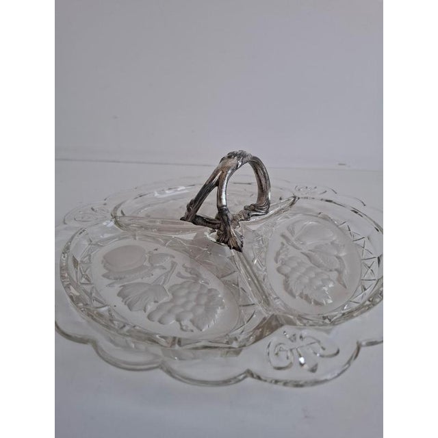 Art Deco Pressed Glass Divided Serving Dish with Alpaca Handle, 1930 For Sale - Image 14 of 18