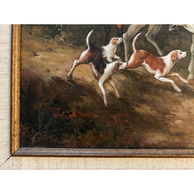 Wood Original Oil Vintage English Fox Hunting Paintings in Gilded Frame – Traditional Equestrian Sporting Art For Sale - Image 7 of 11