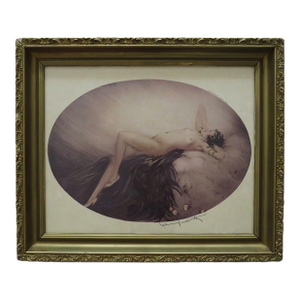 1928 French Louis Icart Etching 'Eve' Art Deco Reclining Nude Signed