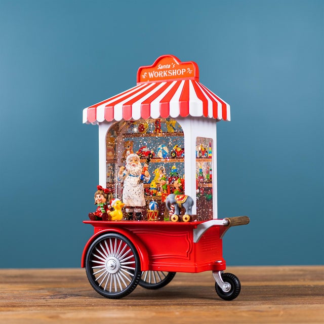 Contemporary LED Snow Globe Santa's Workshop Stand 10.75"H For Sale - Image 3 of 3
