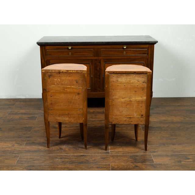 Pair of Italian 1800s Walnut Demilune Bedside Tables with Tambour Doors For Sale - Image 9 of 10