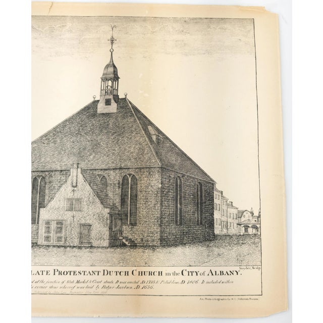 Traditional 19th Century Lithograph Print of Protestant Dutch Church in Albany New York For Sale - Image 3 of 9
