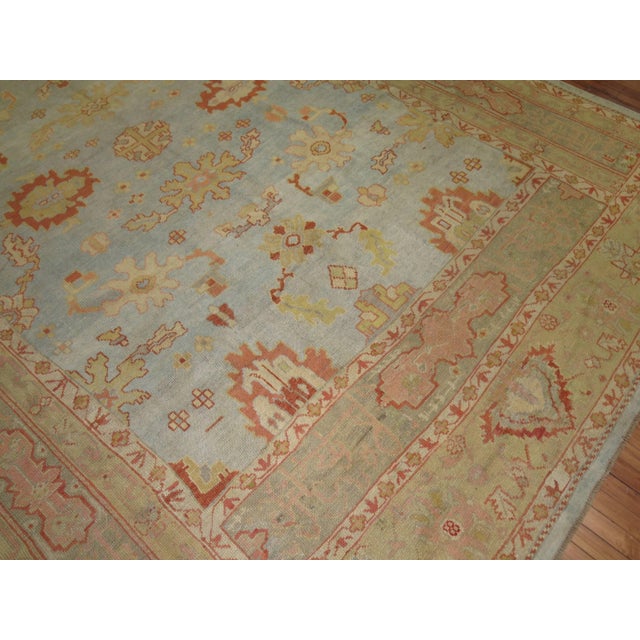 Early 20th Century Antique Zabihi Collection Blue Turkish Oushak Rug - 9'8" x 13'4" For Sale - Image 5 of 10