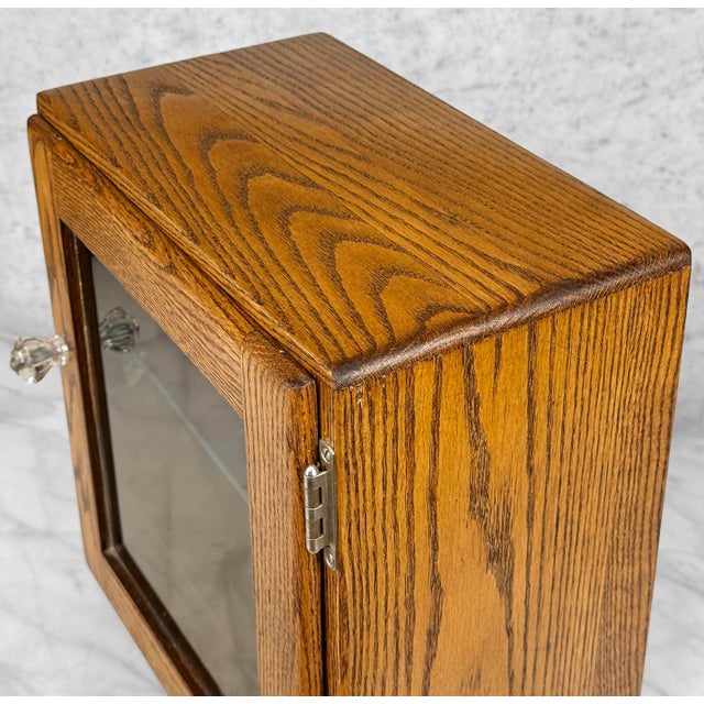 Brown Antique Traditional Oak Doctor’s Apothecary Glass Front Cabinet For Sale - Image 8 of 12