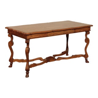 Vintage French Provincial Style Oak Hoof Foot One Drawer Desk For Sale