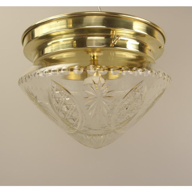 1920s Brass Ceiling Lamp with Lead Crystal Shade, 1920s For Sale - Image 5 of 16