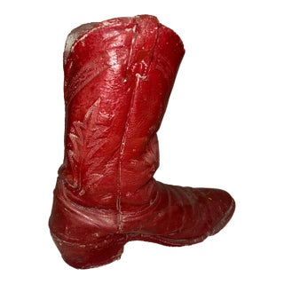Vintage Mexican Concrete Cowboy Boot Sculpture & Planter For Sale