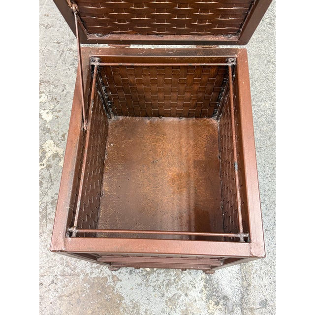 Rust Painted Metal Woven File Storage Chest, Vintage For Sale - Image 9 of 12