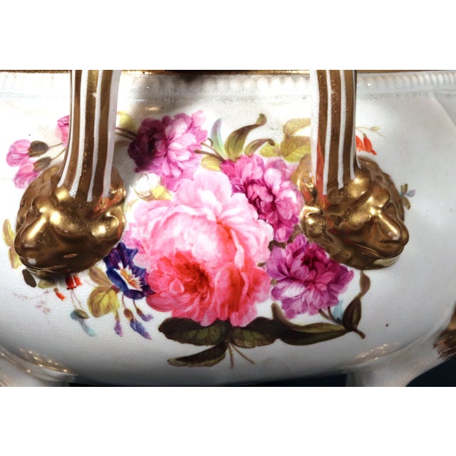 Derby Porcelain Large Flower-Painted Soup Tureen, Cover and Stand With Gilt Lion Masks and Paw Feet, Circa 1815–1825 For Sale - Image 11 of 12