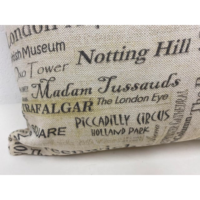 Cream Large Bolster Pillow Plastered With the Names of London's Most Popular Tourist Attractions - Made in Uk. For Sale - Image 8 of 13