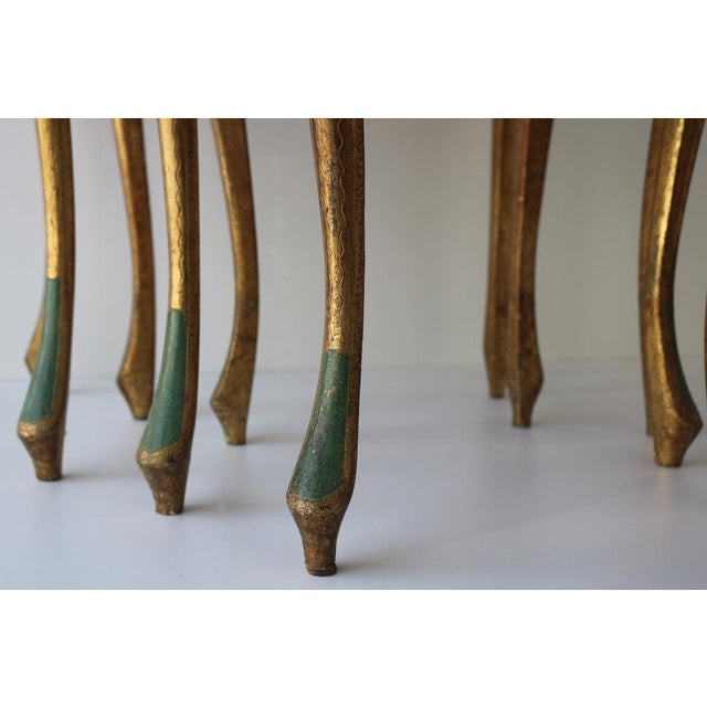 Mid-Century Modern Vintage Italian Florentine Nesting Tables in Gilded Wood, 1960s, Set of 3 For Sale - Image 3 of 14