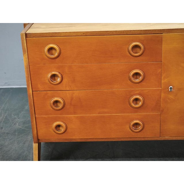 1960s Czechoslovak Maple Sideboard with Drawers and Cabinet, 1960s For Sale - Image 5 of 18