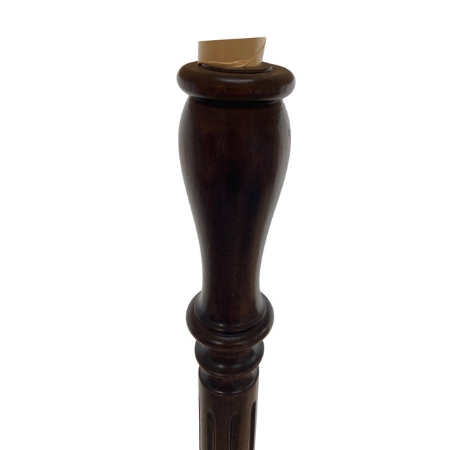 Traditional Vintage English Fluted Mahogany Floor Lamp With Shade For Sale - Image 3 of 3
