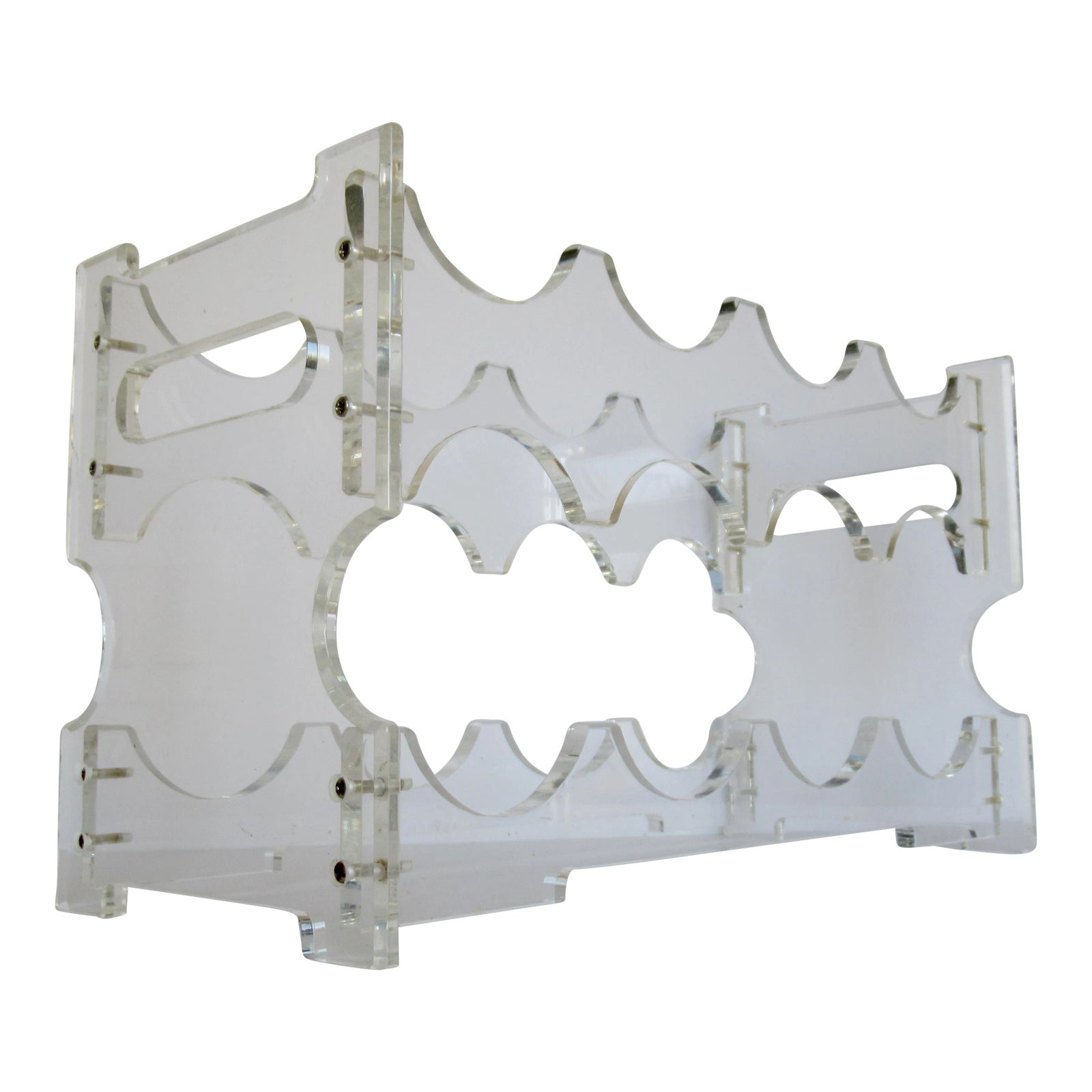 Vintage Mid-Century Modern Lucite Wine Bottle Rack | Chairish