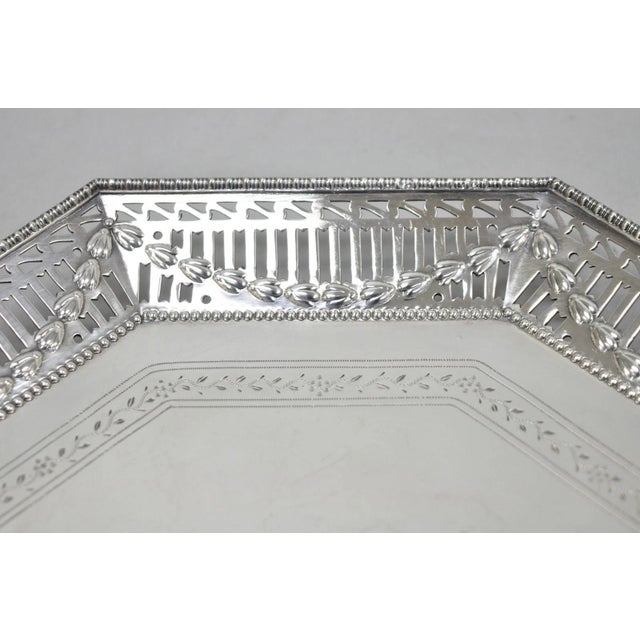 Early 20th Century Antique Ellis Barker English Edwardian Silver Plated Octagonal Trinket Dish Tray For Sale - Image 5 of 14