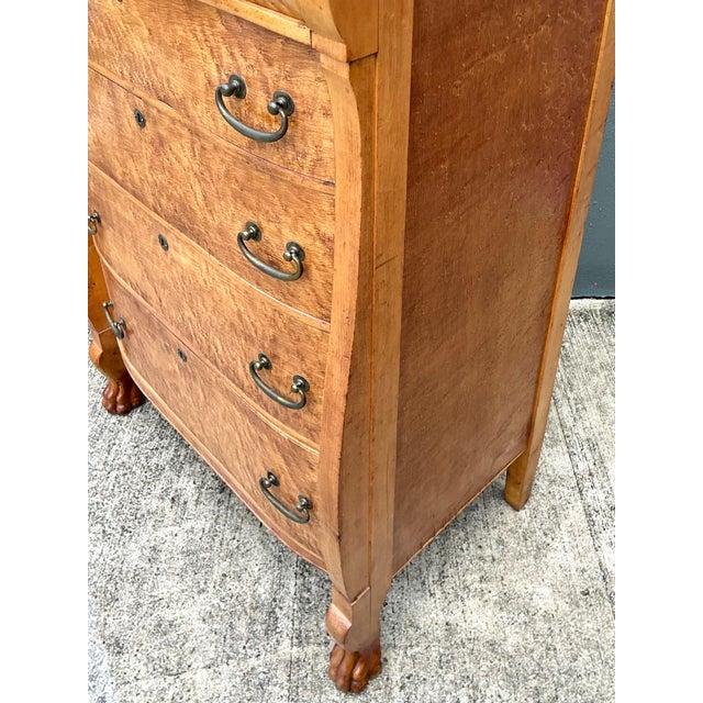 Wood Vintage Birds Eye Chest With Lions Paw Detail For Sale - Image 7 of 12