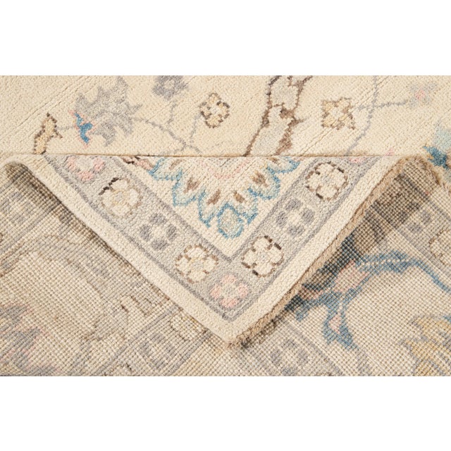 New Beige Modern Oushak Square Wool Rug For Sale - Image 4 of 13