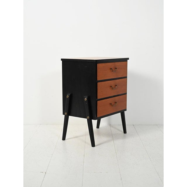 Small Scandinavian Black Lacquered Chest of Drawers, 1950s For Sale - Image 3 of 10