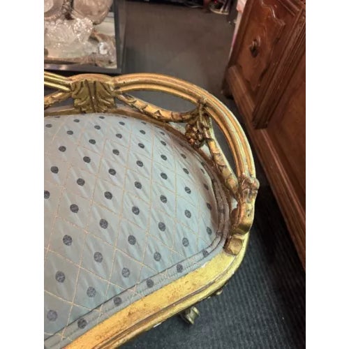 Early 20th Century Vintage Upholstered Giltwood Louis IV Style Bench For Sale - Image 4 of 10