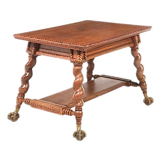 C. 1893 Mecklen Bros of Nyc Oak Library Table With Barley Twist Legs For Sale