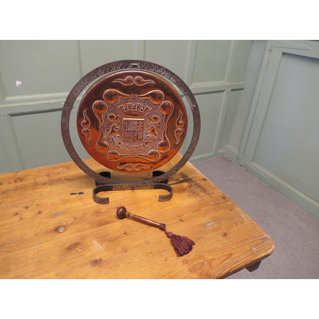 Hand Hammered Basque Copper and Iron Table Gong, 1890 For Sale - Image 3 of 7