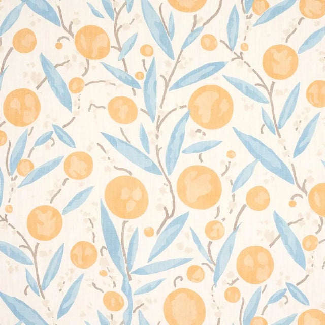 Schumacher Mirabelle Fabric in Yellow & Sky For Sale In Charlotte - Image 6 of 6
