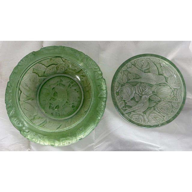 Antique Consolidated Lamp and Glass Co. Powder Jar/ Dresser Box With Hummingbirds and Roses. For Sale - Image 9 of 12