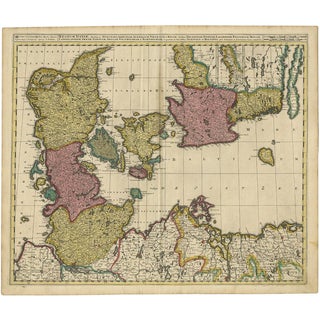 Map of Denmark Divided Into Dioceses by G. & L. Valk, 1690s For Sale