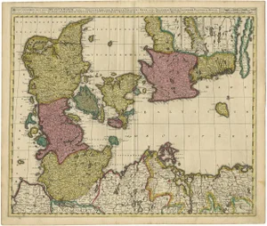 Map of Denmark Divided Into Dioceses by G. & L. Valk, 1690s