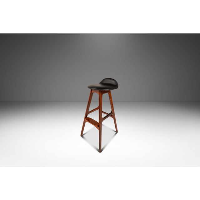 1960s Danish Mid-Century Modern Model Od-61 Counter Height Bar Stool in Rosewood & Leather by Erik Buch for o.d. Mobler, Denmark, 1960's For Sale - Image 5 of 18