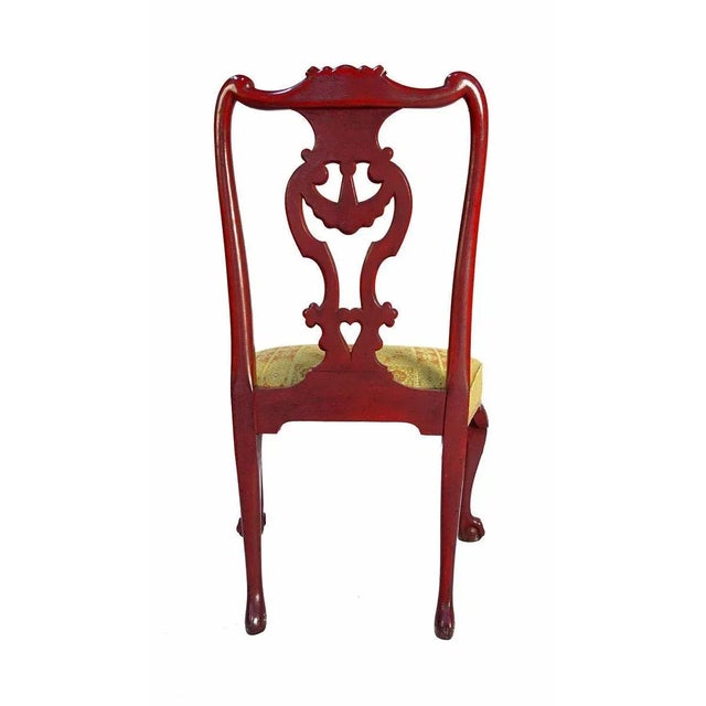 Set of Chippendale Style Red Lacquered Rosewood Chairs, 1880s For Sale - Image 5 of 9