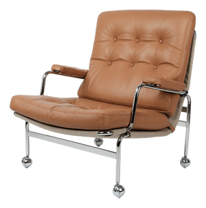 Karin Lounge Chair in Cognac Leather by Bruno Mathsson for Dux