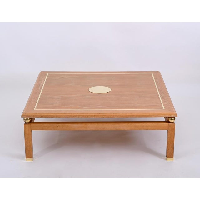 1970s Coffee Table in Oak and Brass by Tommaso Barbi, Italy, 1970s For Sale - Image 5 of 18