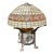 Vintage Tiffany Style Leaded Turtle Back Glass and Bronze Table Lamp For Sale