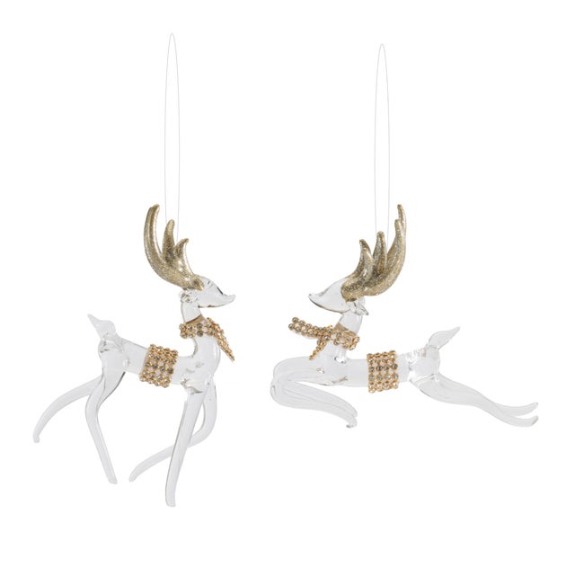Bring a touch of woodland charm to your holiday décor with this set of 6 Glass Deer Ornaments. Each ornament captures the...