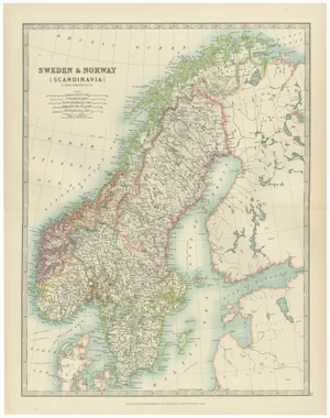 Antique Map of Sweden and Norway, 1903