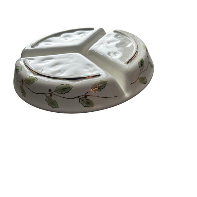 Noritake Vintage Noritake Holly and Berry 3-Part Divided Server For Sale - Image 4 of 6