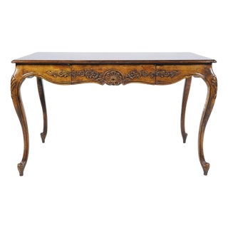 Vintage Louis XV–Style Carved Walnut Writing Desk or Console Table For Sale