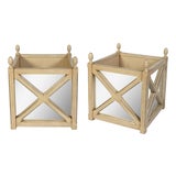 Neoclassical Pair of Painted Wood and Mirrored Planters With X Frame For Sale